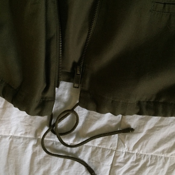 Olive Green Bomber Zip up Jacket - Picture 7 of 8